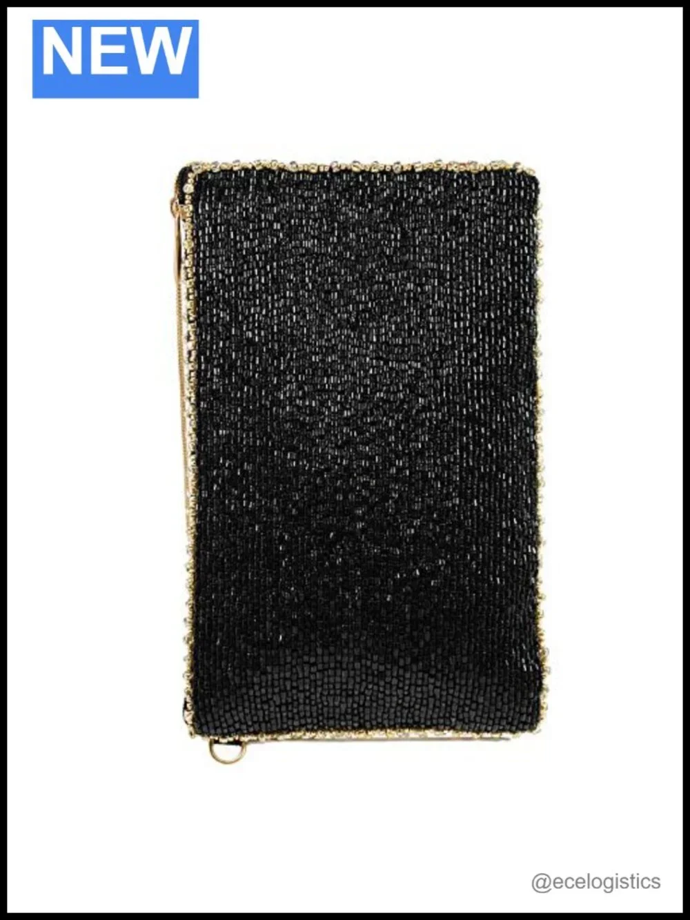 Hand-Beaded Queen of Hearts Crossbody Cell Phone Bag with Chain Strap